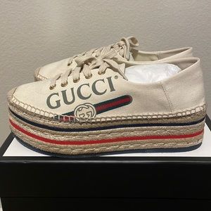 Gucci Logo Platform Espadrilles